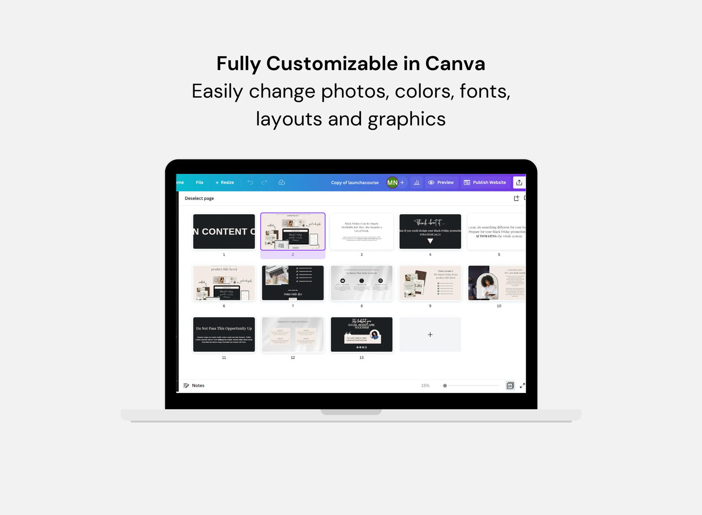 PLR Canva website template special black Friday