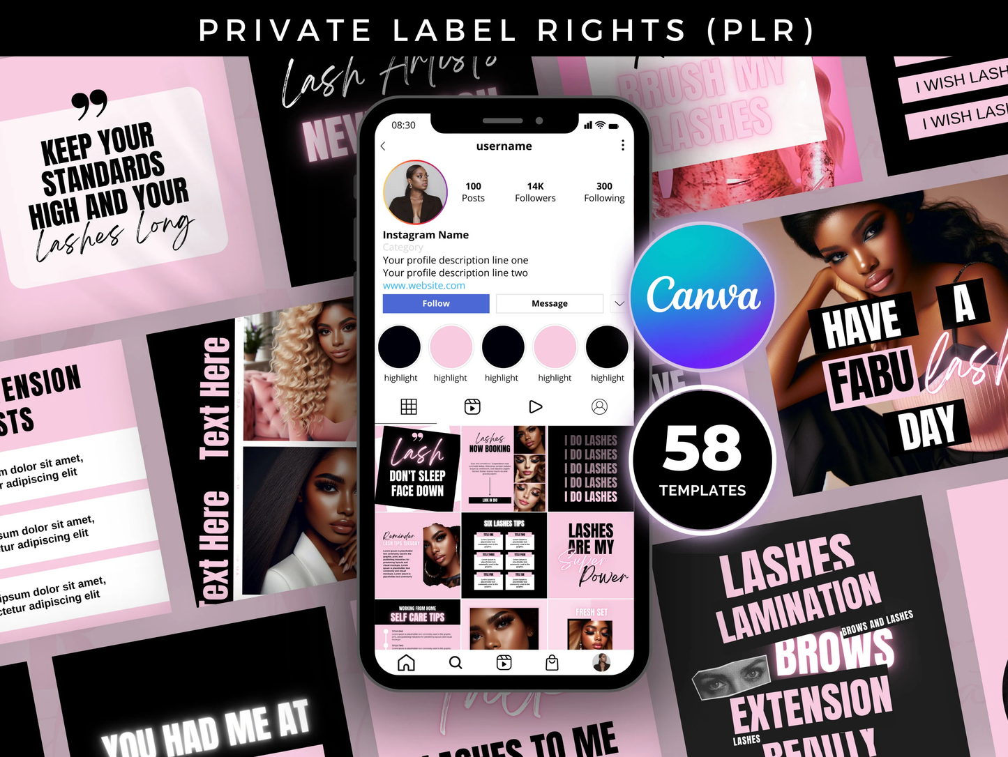 PLR Boss Babe Entrepreneurs Instagram Post Templates Bundle