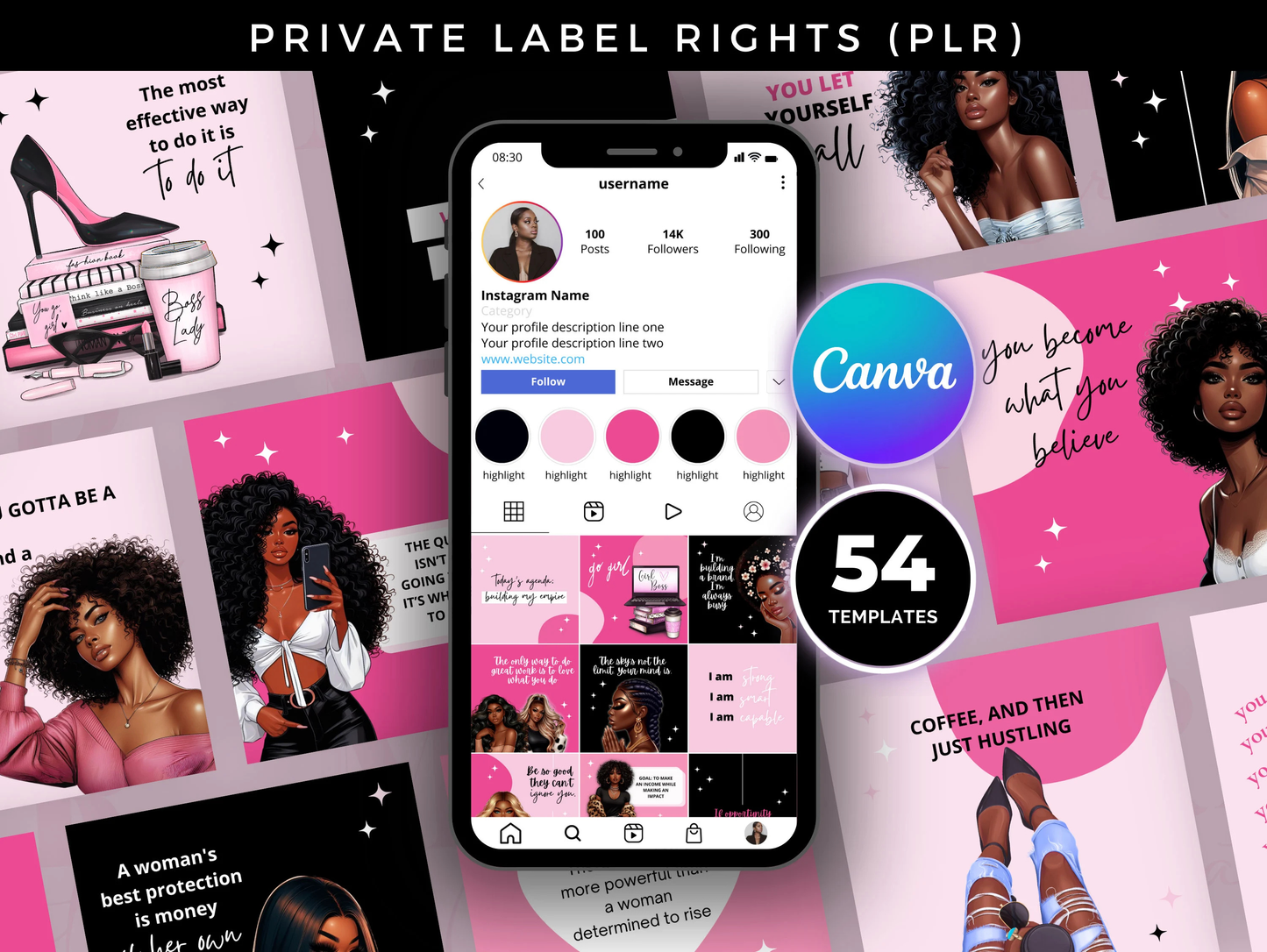 PLR Boss Babe Entrepreneurs Instagram Post Templates Bundle