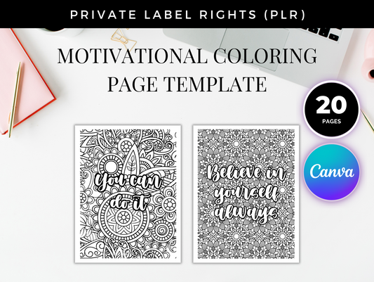 PLR 20 Motivational Coloring Pages Template