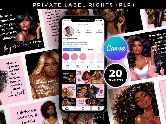 PLR Instagram Quotes Canva templates for Black Girl