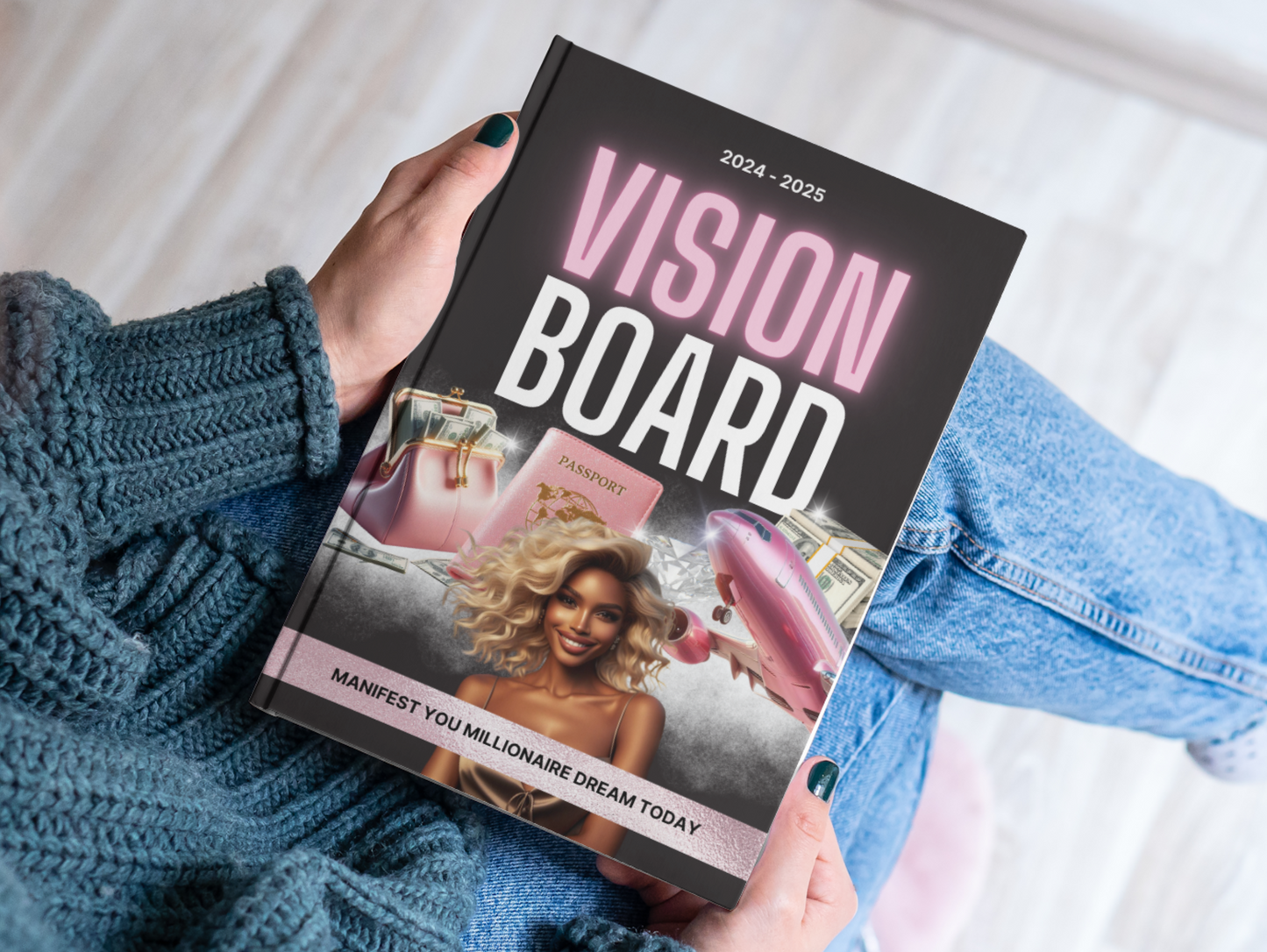 PLR Dated Vision Board 2024-2025 Journal Canva Template