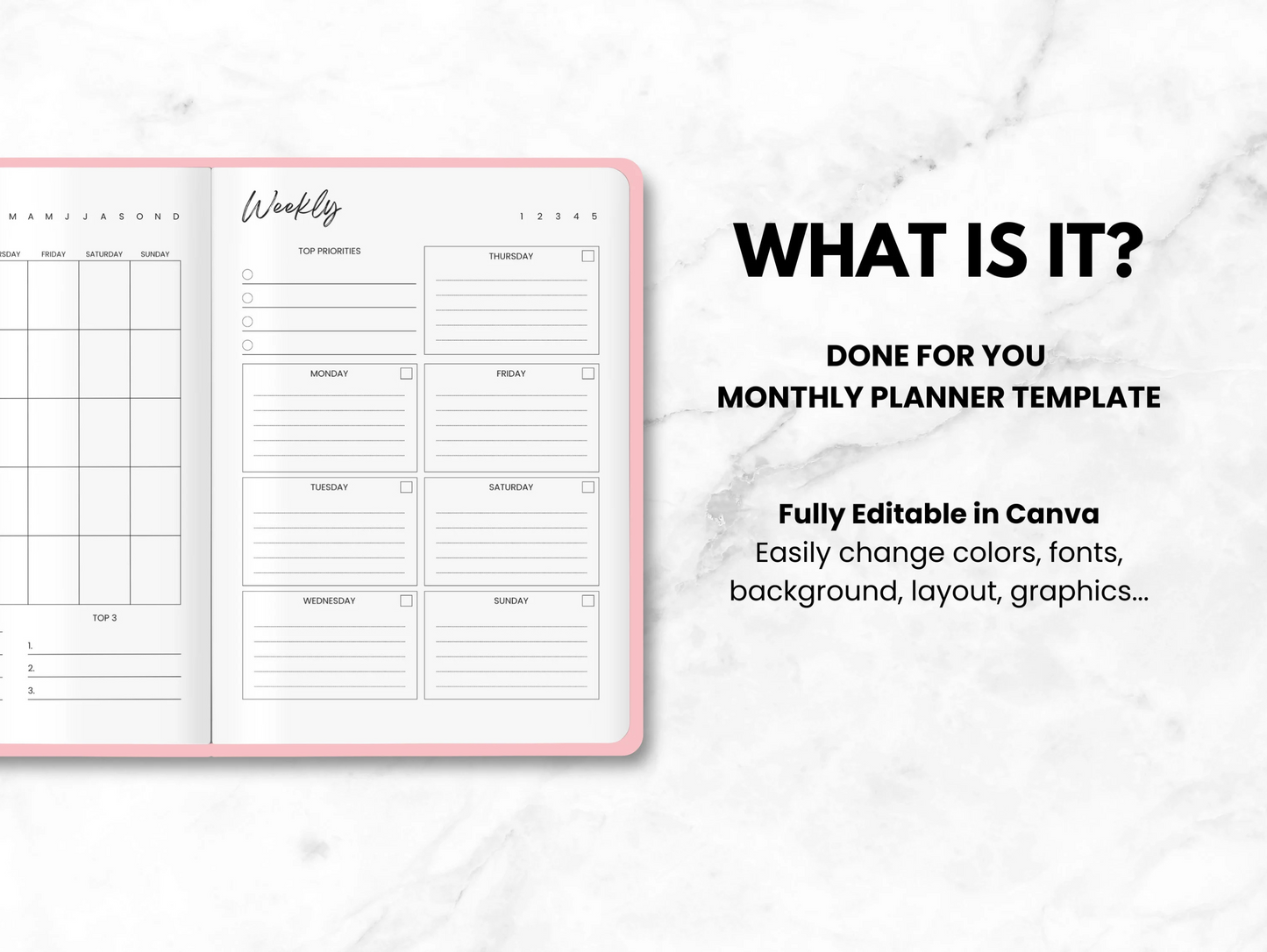 PLR Canva Bullet Yearly, Monthly, Weekly, Daily Journal