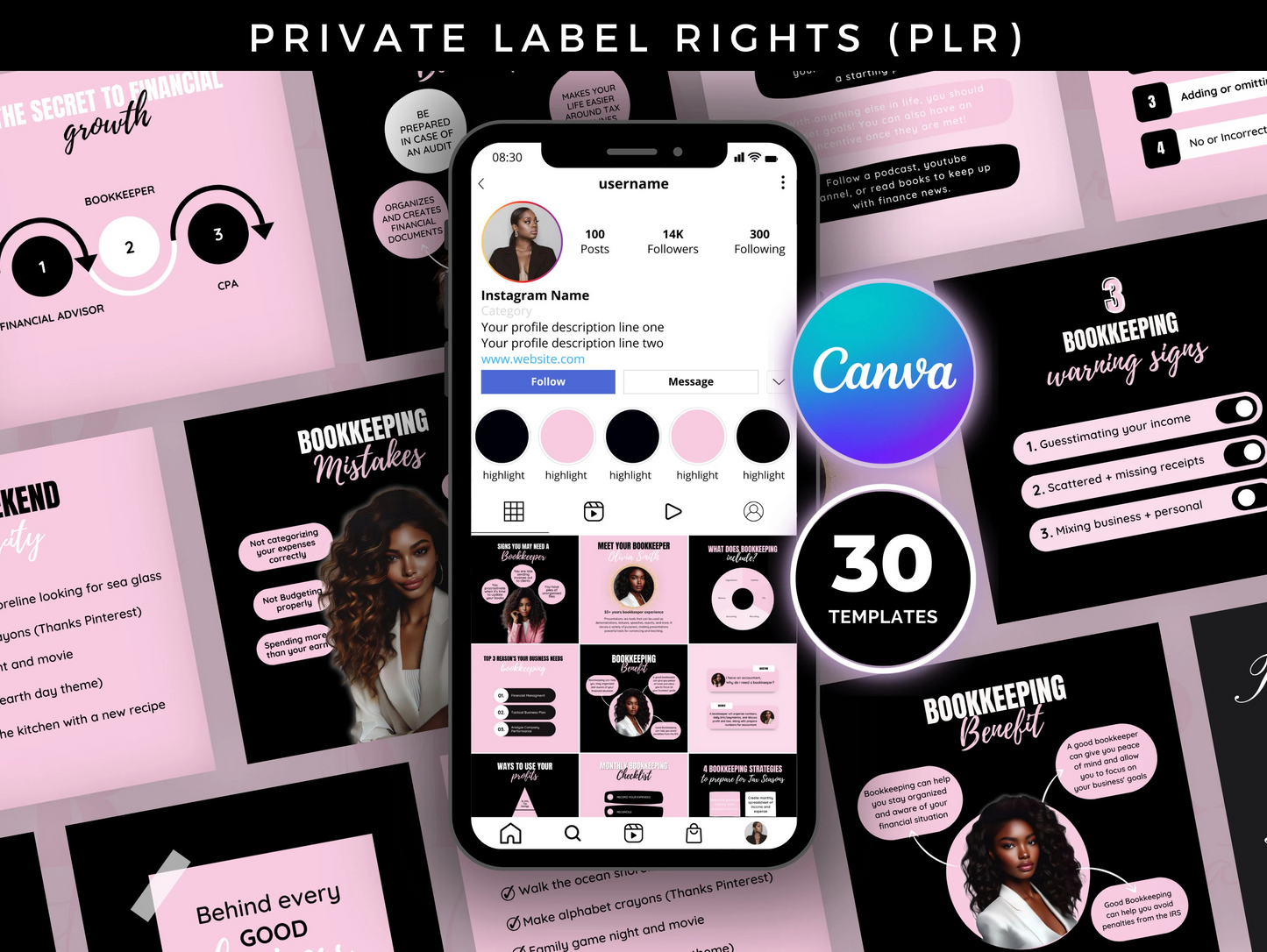 PLR Boss Babe Entrepreneurs Instagram Post Templates Bundle