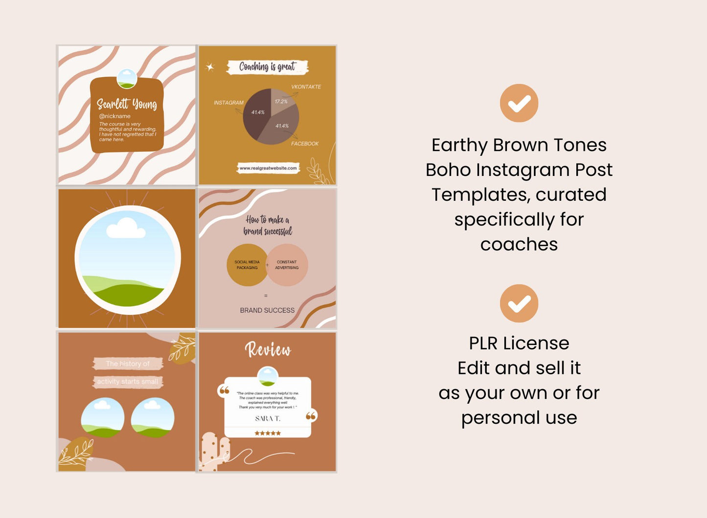 PLR Bohemian Instagram Post Templates