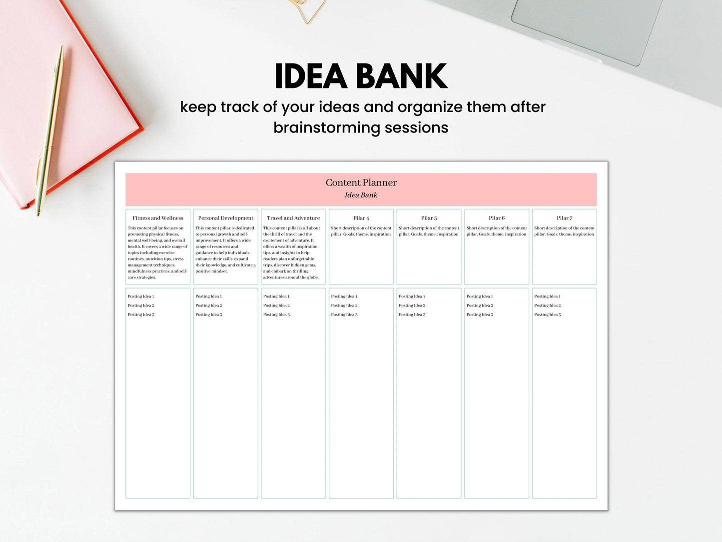 PLR Social Media Content Calendar Template