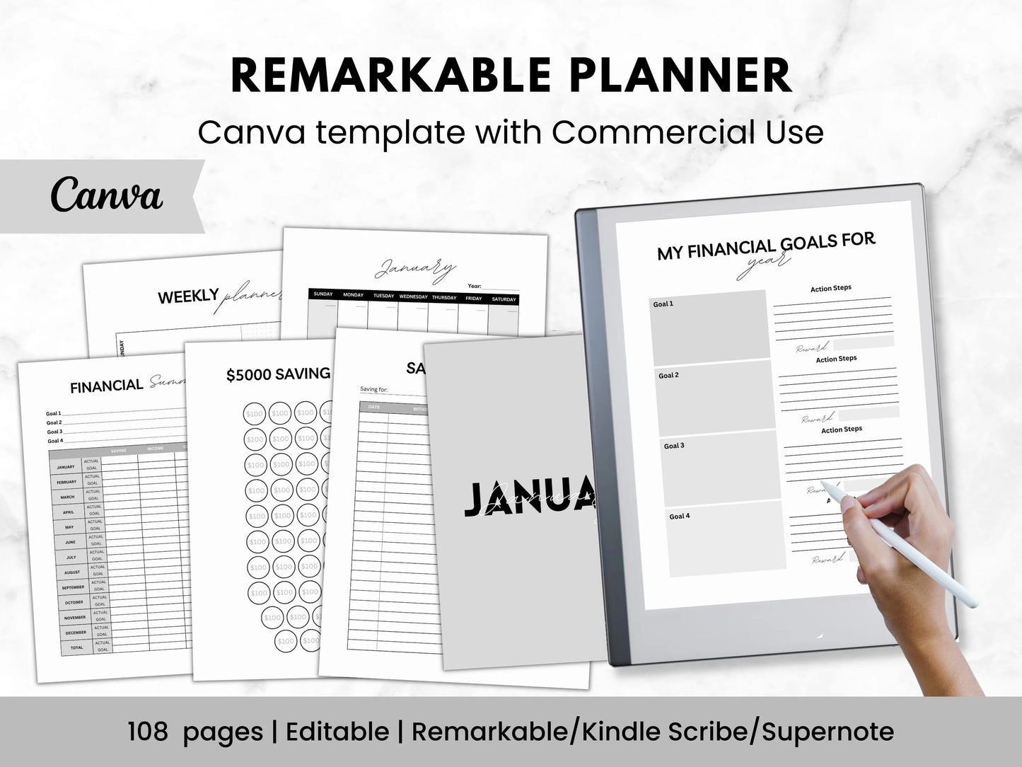 PLR reMarkable 2 Business planner template