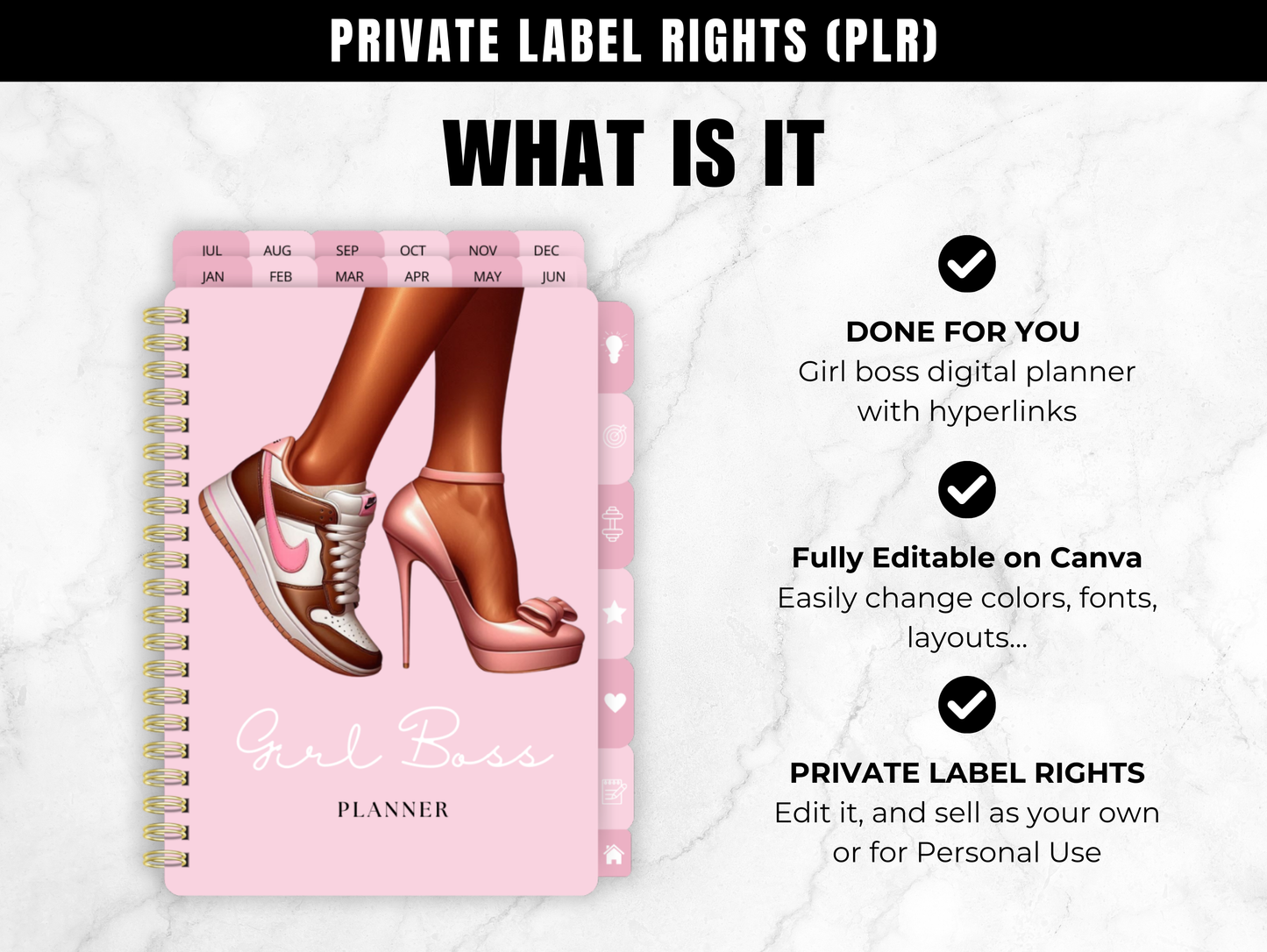 PLR girl boss digital planner