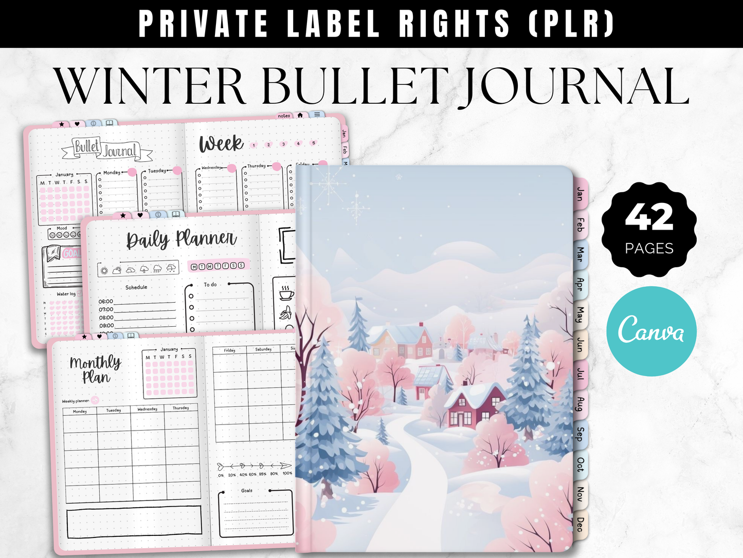 PLR Winter Digital Bullet journal Template