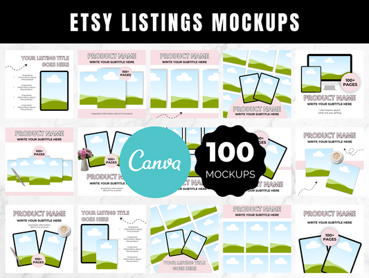 100 Etsy Listings Mockups for Digital Products