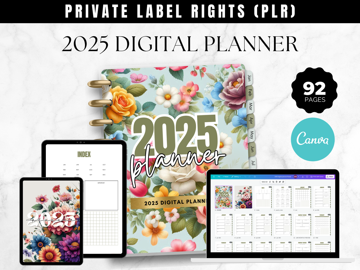 PLR Canva 2025 digital planner