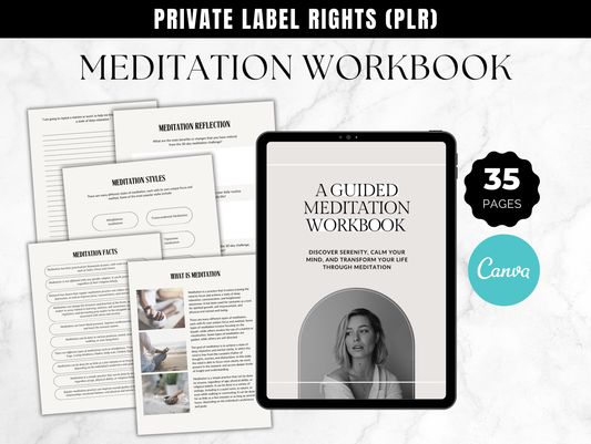 PLR Meditation workbook canva template