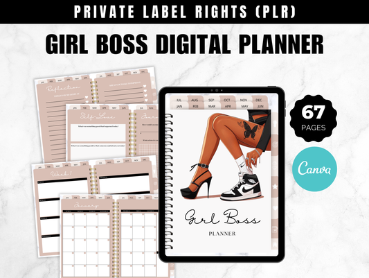 PLR girl boss digital planner template