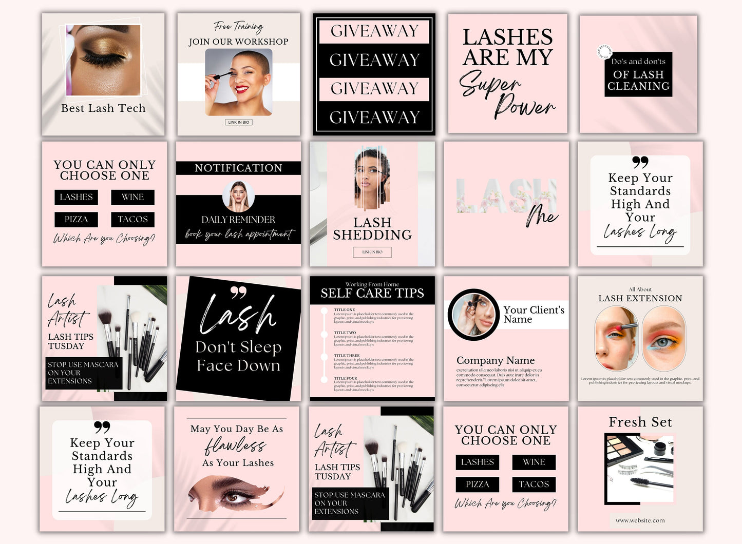 PLR Lash Tech Instagram Post Templates