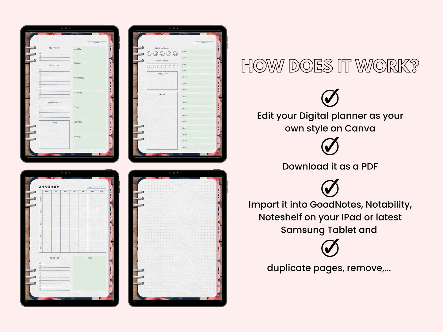 PLR Canva Realistic digital planner TEMPLATE