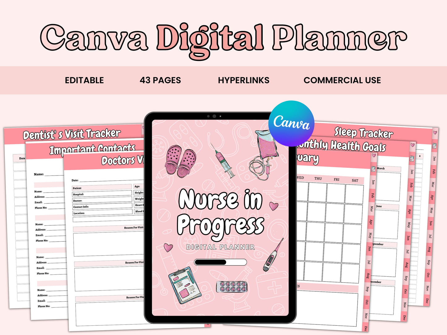 PLR Canva Nursing Student Digital Planner