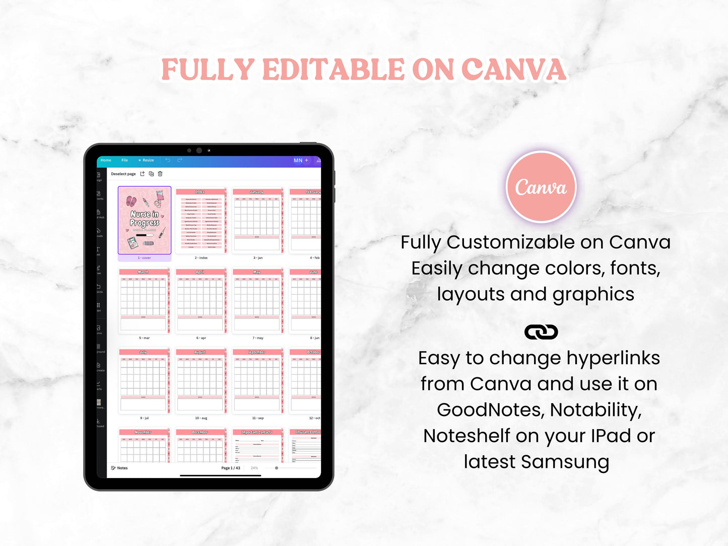 PLR Canva Nursing Student Digital Planner