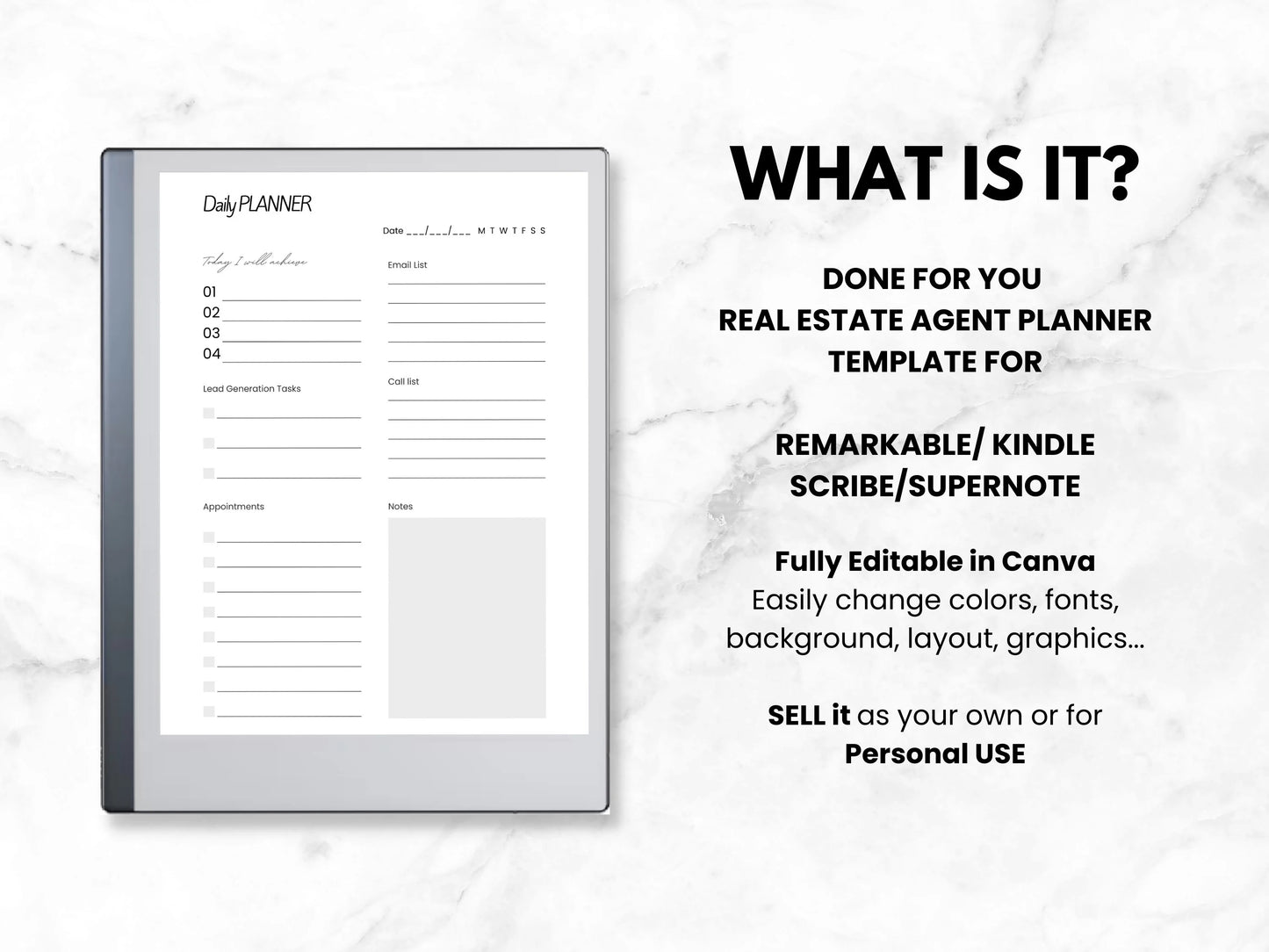 PLR reMarkable Real Estate Agent Planner