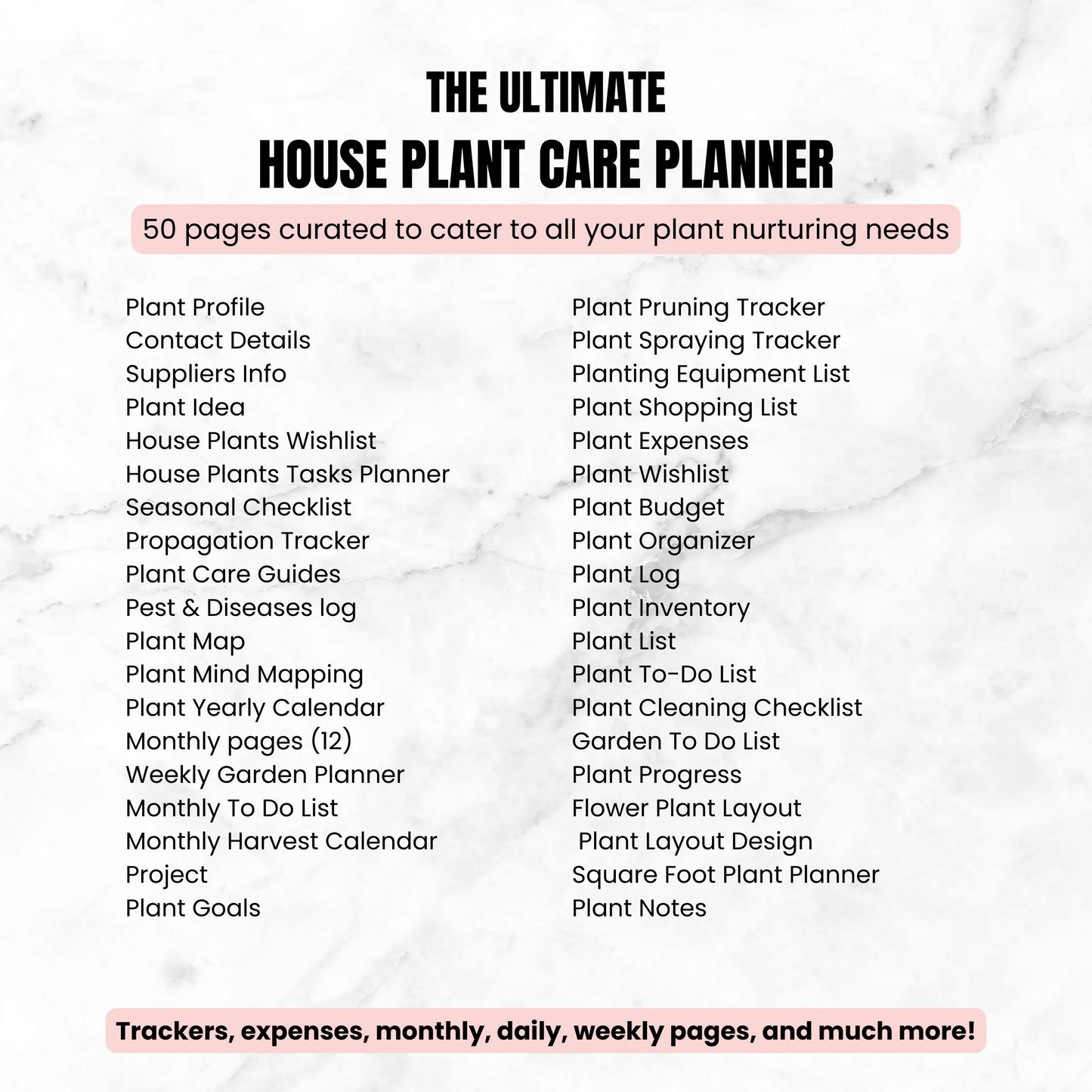 PLR House Plant Care Planner