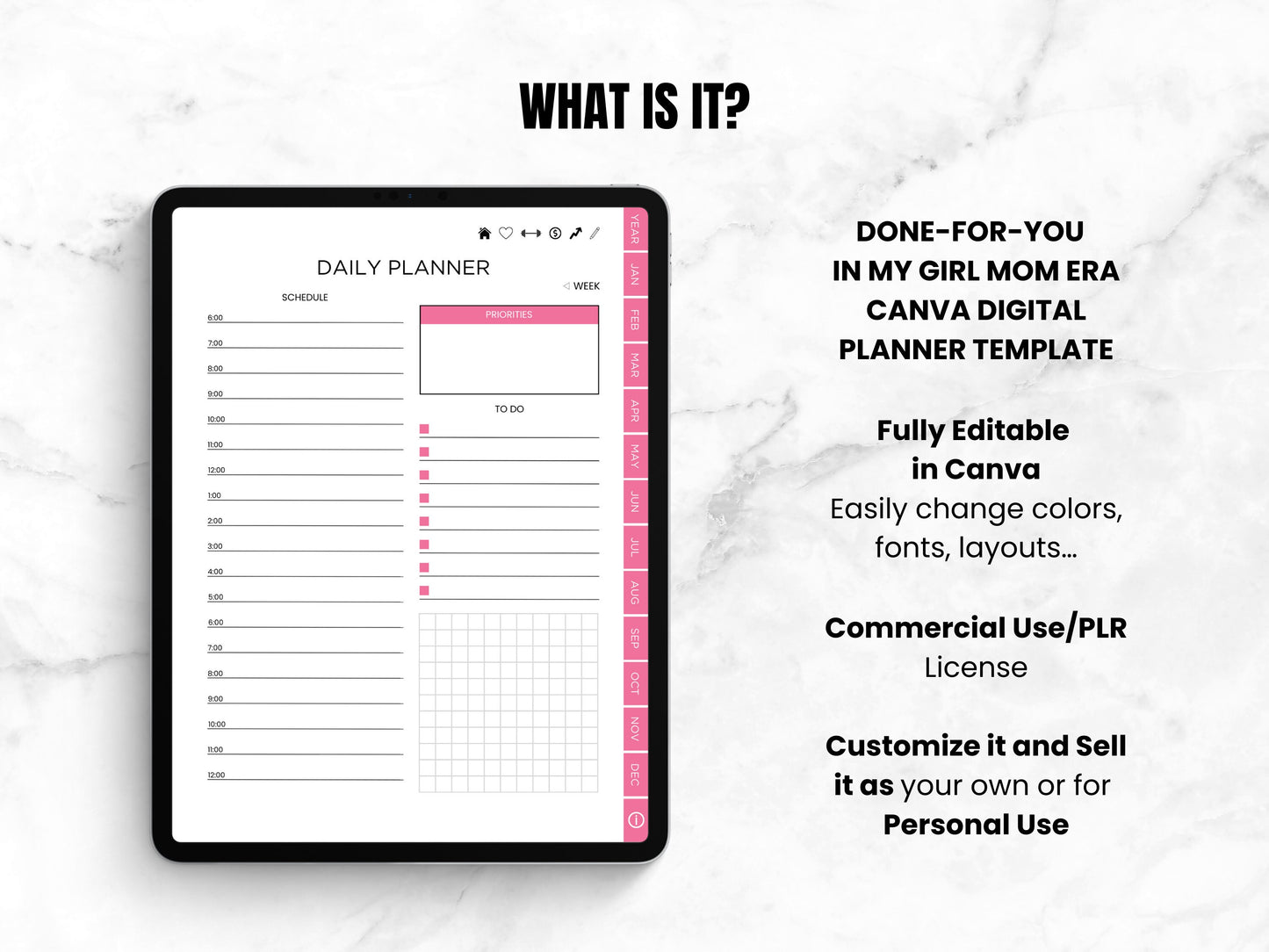 PLR In My Girl Mom Era Self-Care Digital planner