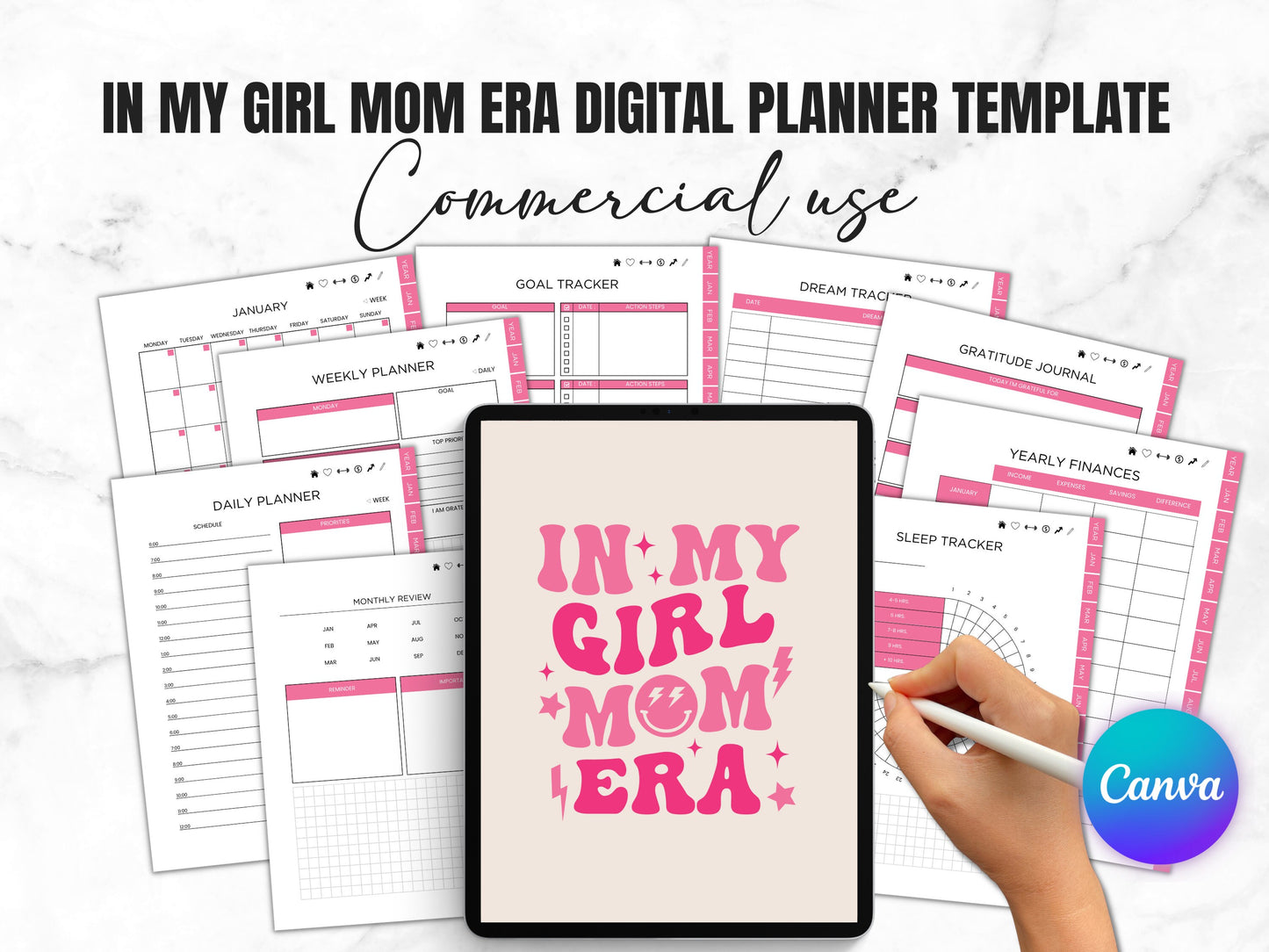 PLR In My Girl Mom Era Self-Care Digital planner