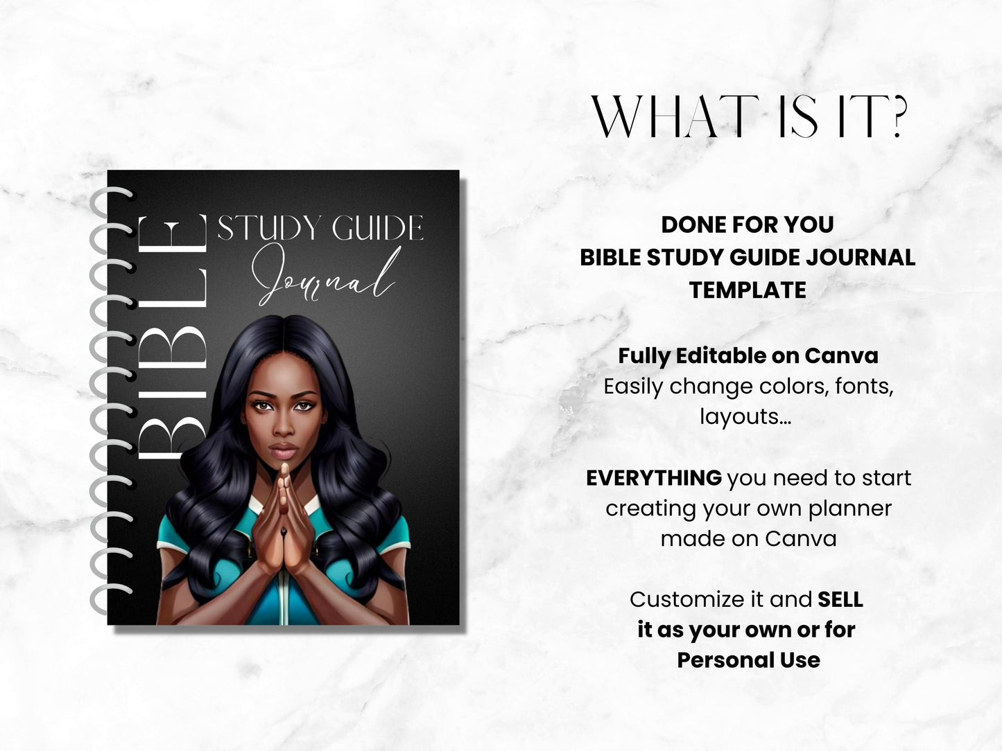 Guía de estudio bíblico PLR Plantilla de diario Canva para mujeres