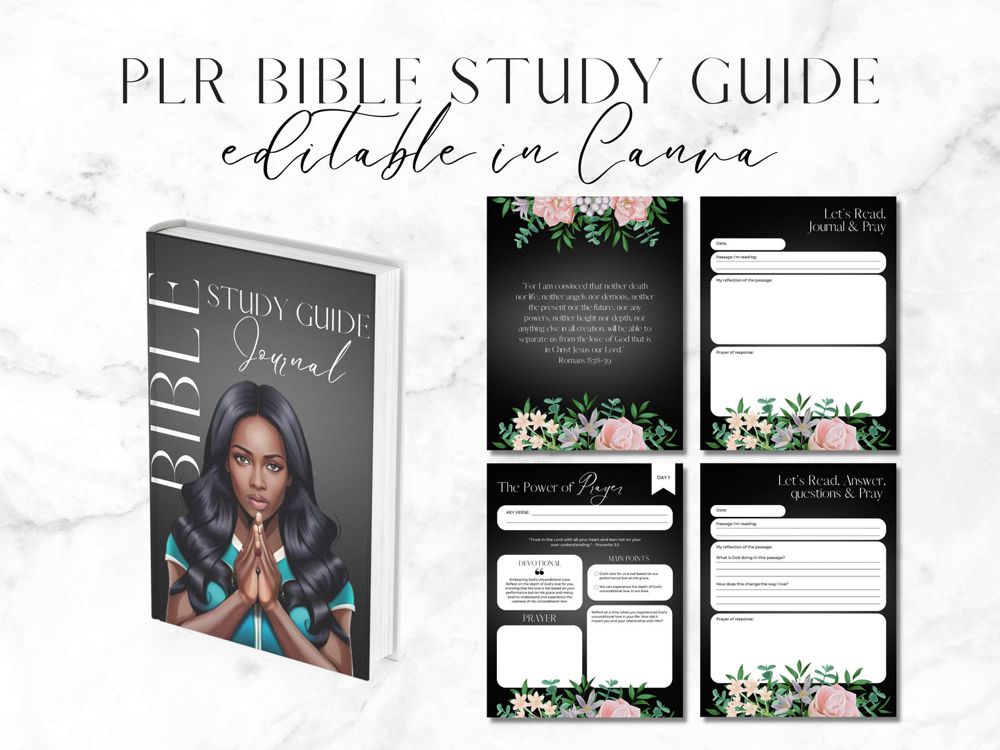 PLR Bible Study Guide Canva Journal Template para sa Kababaihan