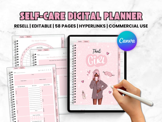That Girl Self-Care Canva Digital Planner Template
